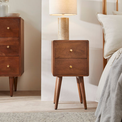 Fishe & Lilly Scandinavian Walnut Logan Narrow Bedside Table
