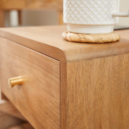 Fishe & Lilly Scandinavian Light Walnut Logan Narrow Bedside Table