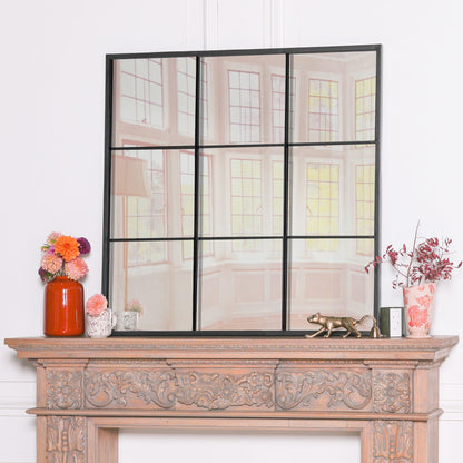 Black Metal 90cm Window Mirror - MWA811