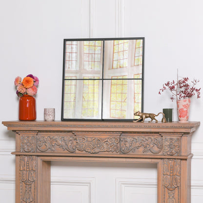 Black Metal 60cm Window Mirror - MWA813