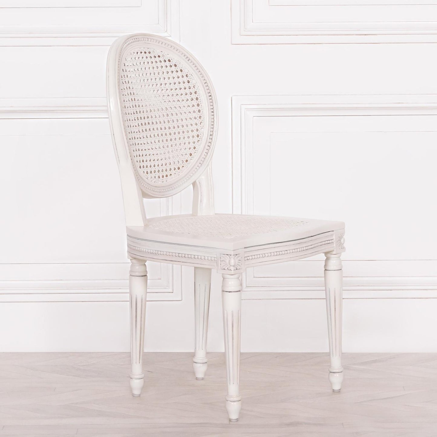 [Set of 2] Maison Reproductions Off White Chateau Rattan Dining Chairs - MWF03