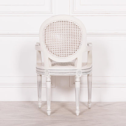 [Set of 2] Maison Reproductions Off White Chateau Rattan Dining / Bedroom Armchairs