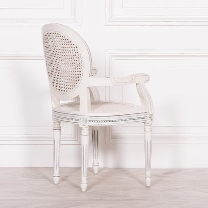 [Set of 2] Maison Reproductions Off White Chateau Rattan Dining / Bedroom Armchairs