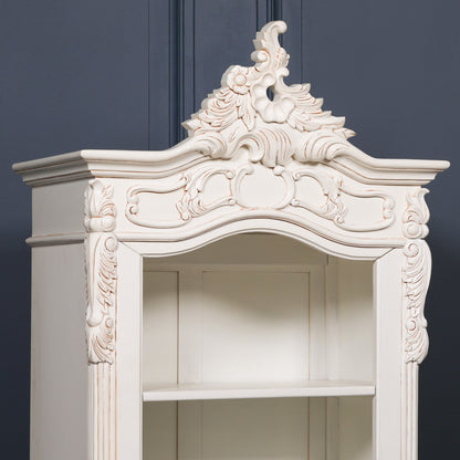 Handcrafted White French Style Mahogany Carved Bookcase - MWF11