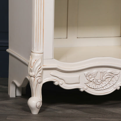 Handcrafted White French Style Mahogany Carved Bookcase - MWF11
