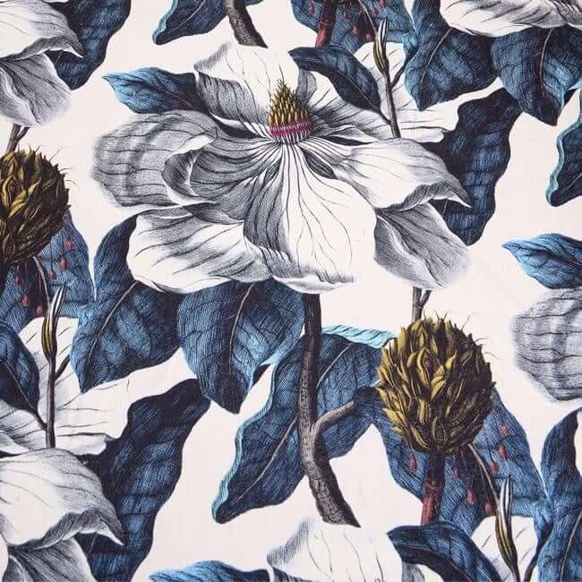 Eco-Washable Blue Rug Floral Design Non-Slip