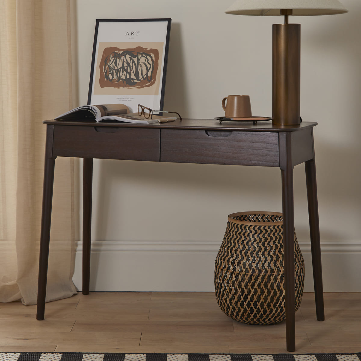 Fishe & Lilly Norway 2 Drawer Walnut Console Table