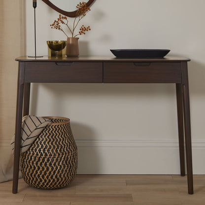 Fishe & Lilly Norway 2 Drawer Walnut Console Table