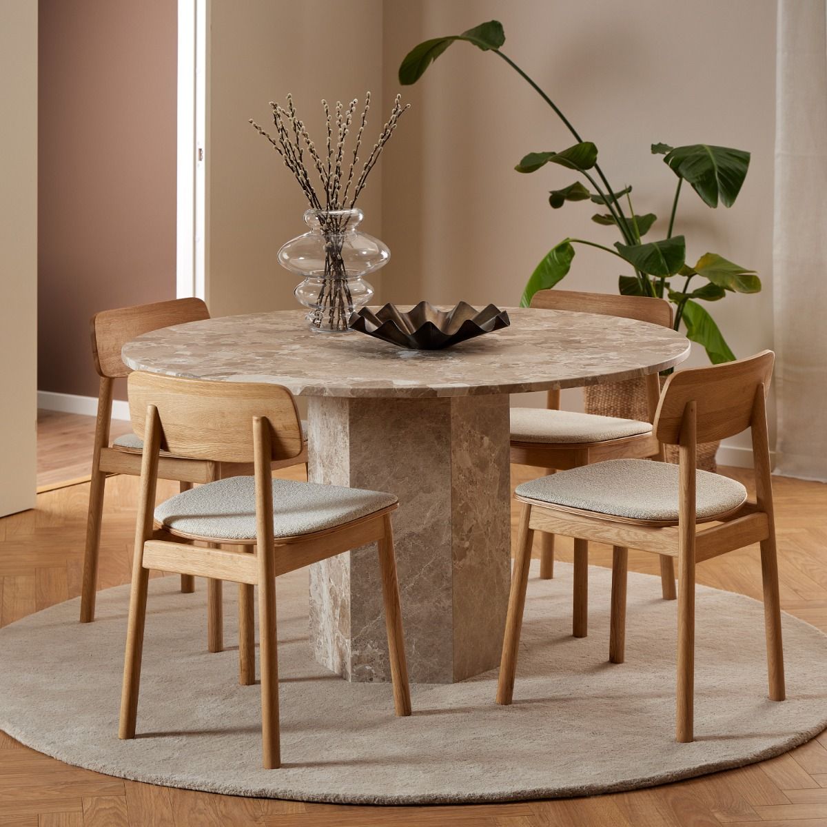 Golden Hour Round Hexagonal 130cm Marble Dining Table GFT