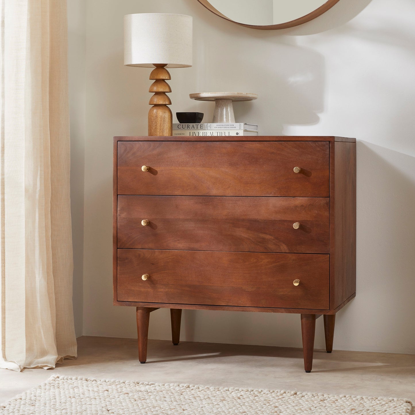 Fishe & Lilly Scandinavian Walnut Oslo Chest of 3 Drawers