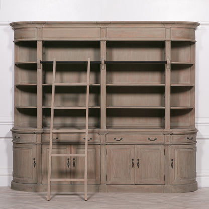 Handcrafted Large Rustic White Cedar Bookcase with Ladder & Curved Edges - RMB12