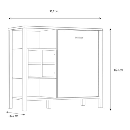 Matt Black Riviera Drinks Cabinet Storage Display Chest in Oak