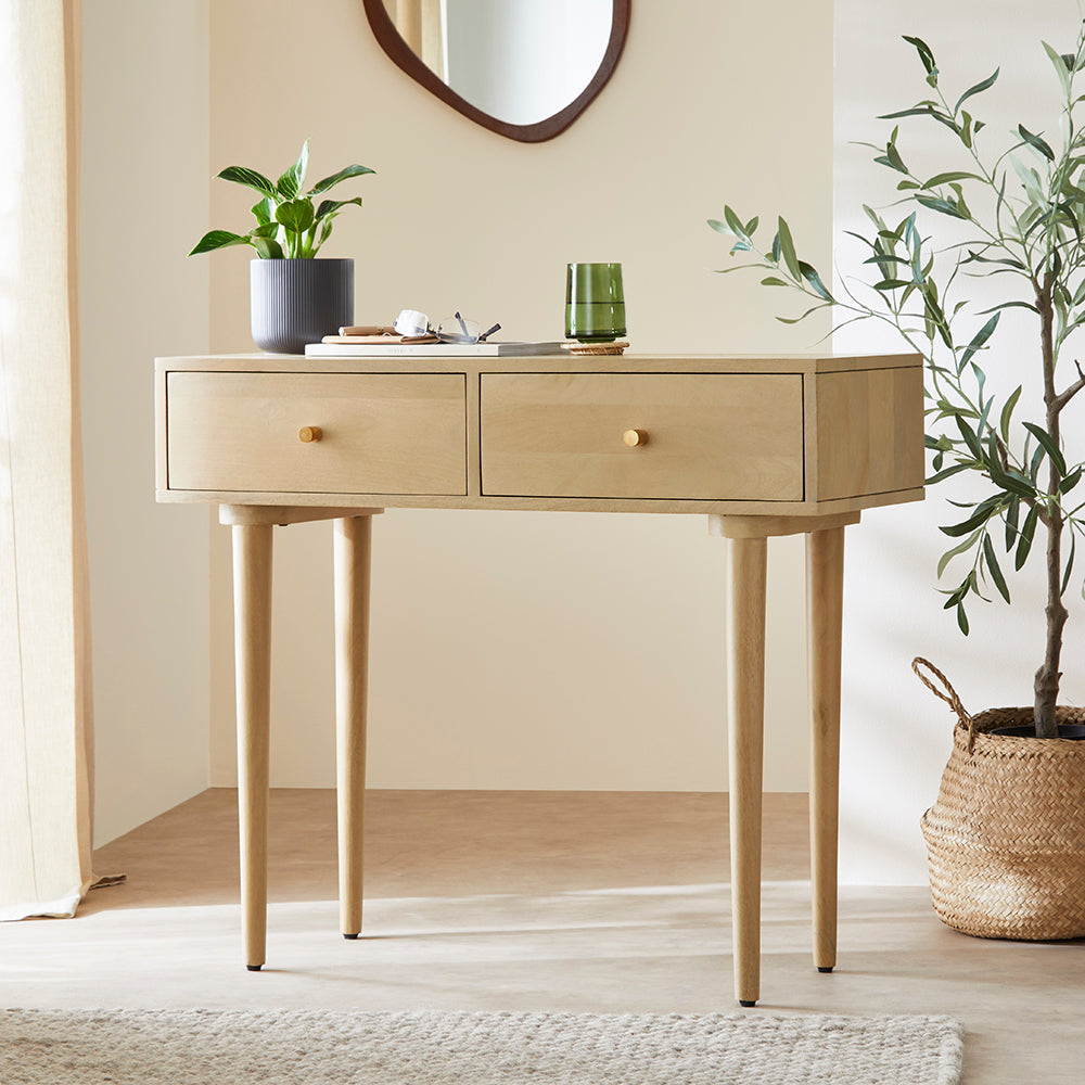 Fishe & Lilly Scandinavian Light Oak Oslo Console, Dressing Table, and Desk