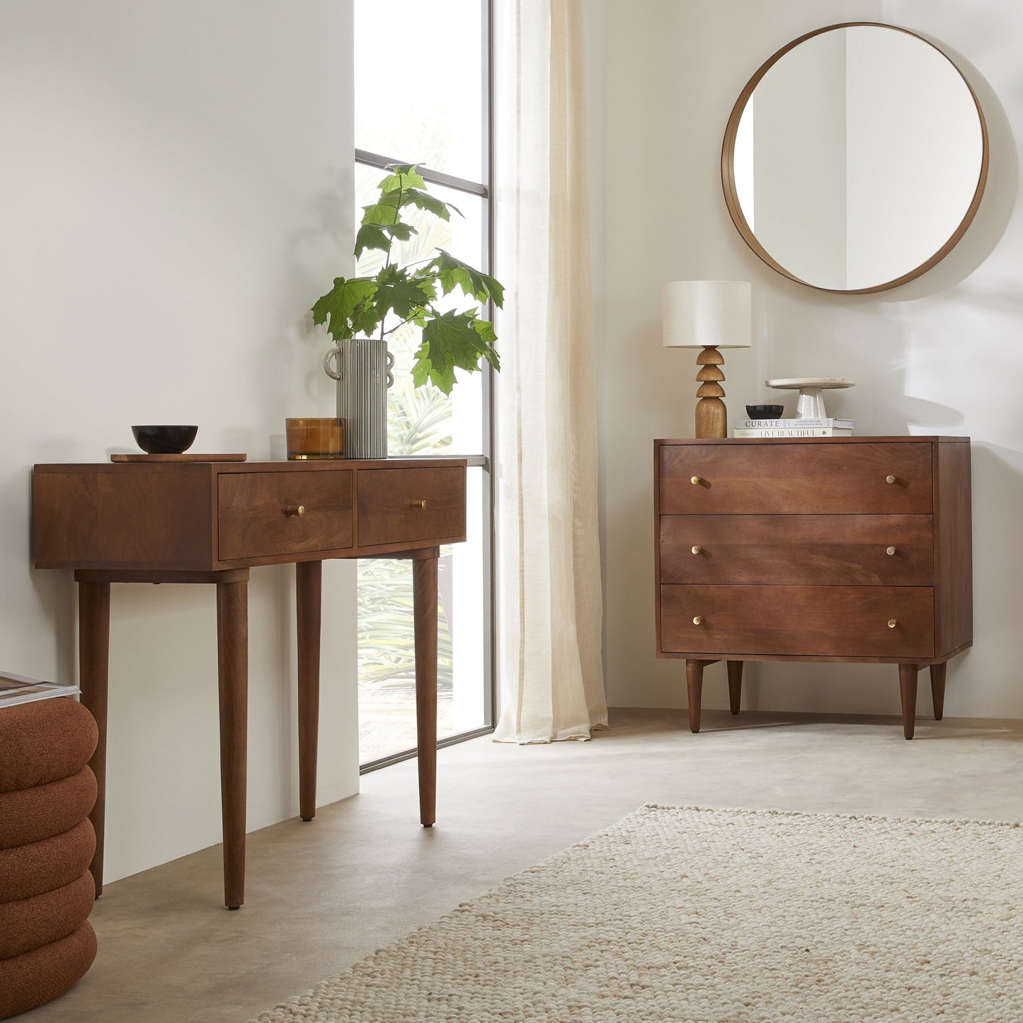 Fishe & Lilly Scandinavian Walnut Oslo Console, Dressing Table, and Desk