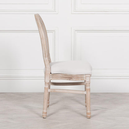 [Set of 2] Maison Reproductions Light Wooden Louis Upholstered Dining Chairs - WDC174