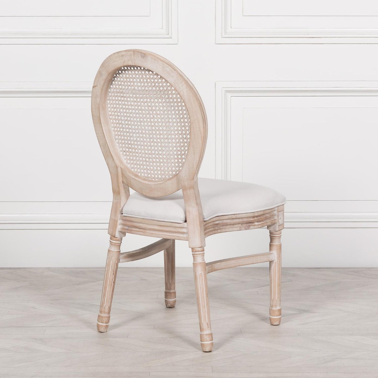 [Set of 2] Maison Reproductions Light Wooden Louis Upholstered Dining Chairs - WDC174