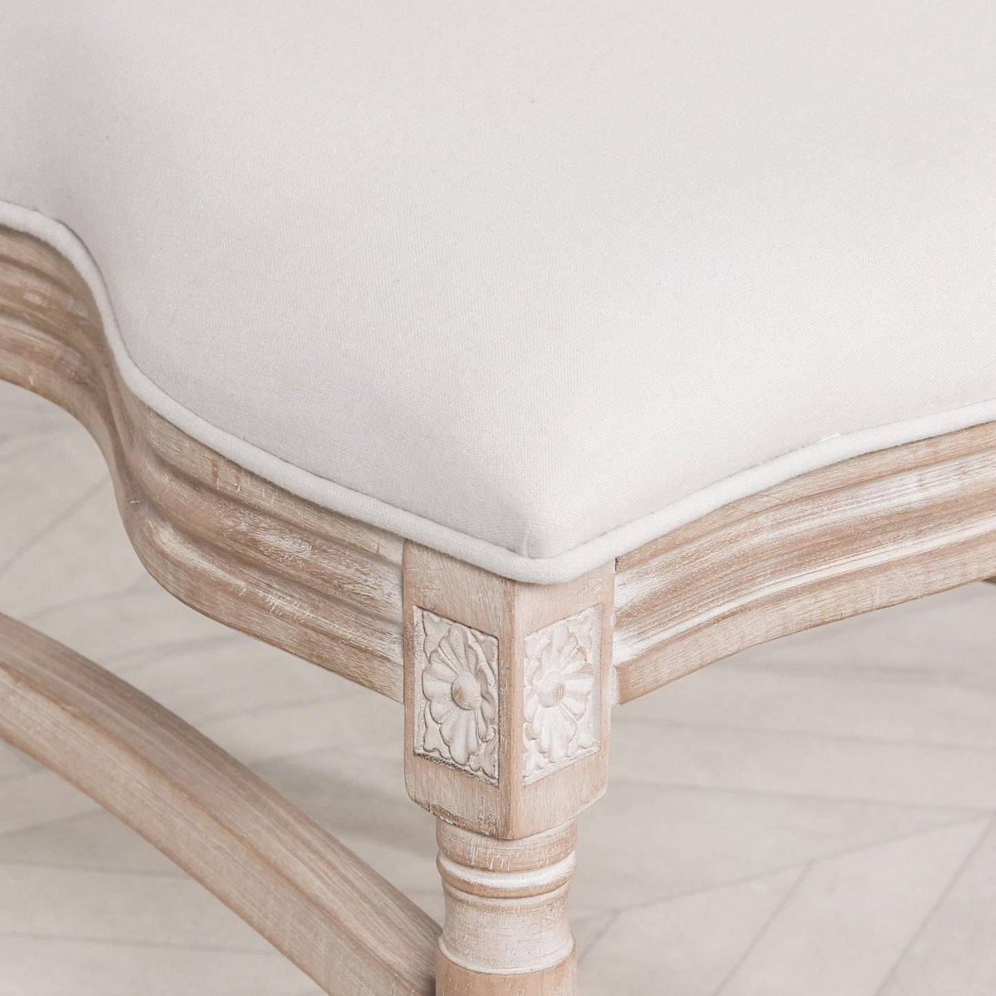 [Set of 2] Maison Reproductions Light Wooden Louis Upholstered Dining Chairs - WDC174