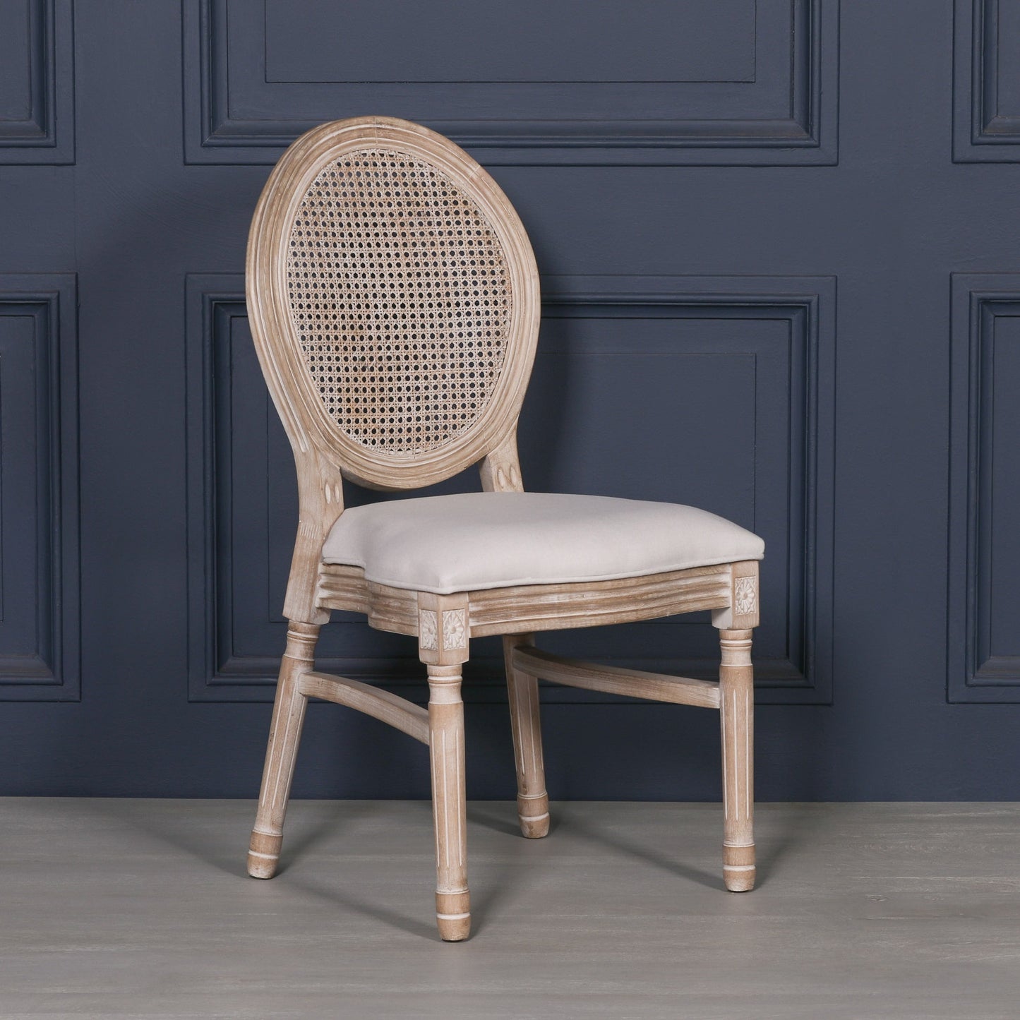 [Set of 2] Maison Reproductions Wooden Louis Upholstered Dining Chairs - WFA60