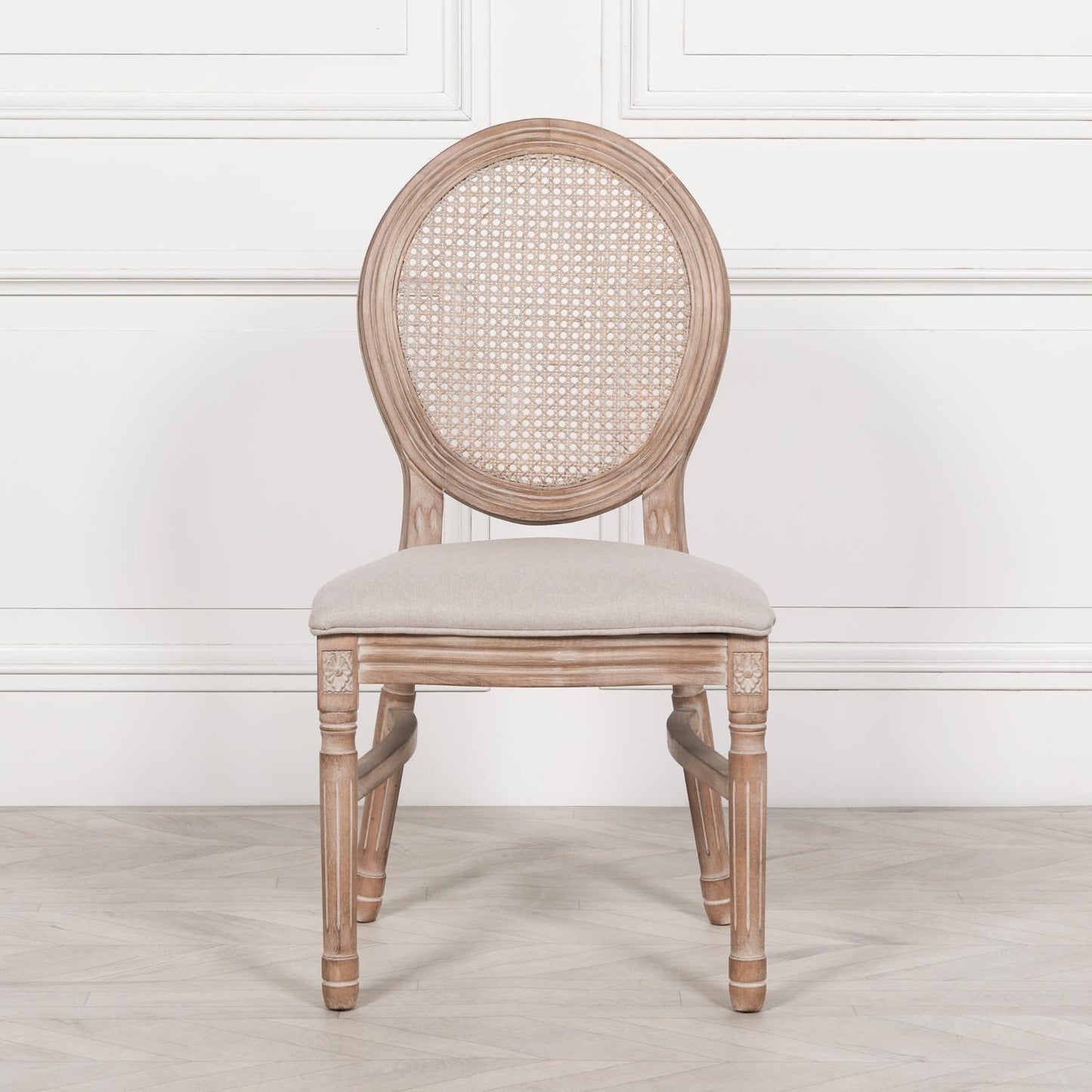 [Set of 2] Maison Reproductions Wooden Louis Upholstered Dining Chairs - WFA60