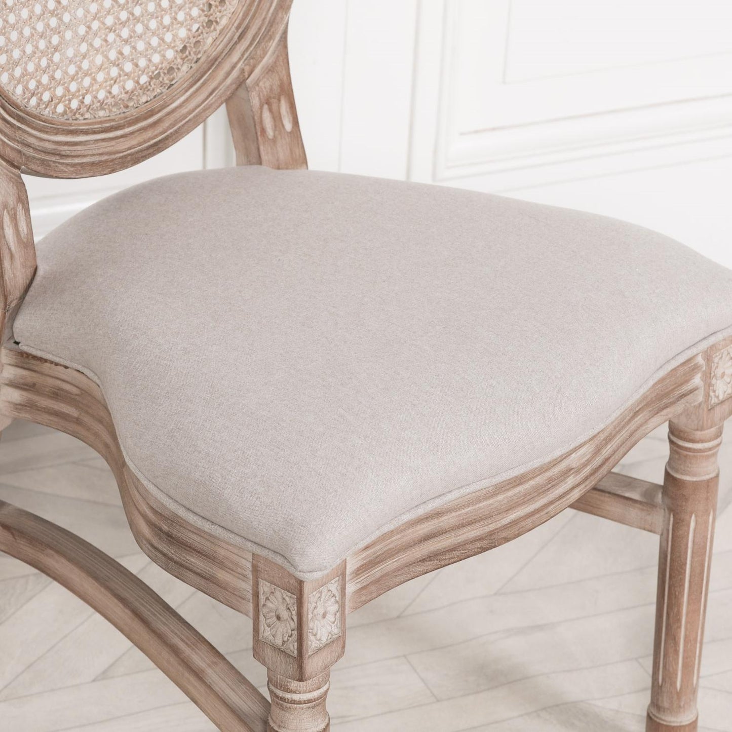 [Set of 2] Maison Reproductions Wooden Louis Upholstered Dining Chairs - WFA60