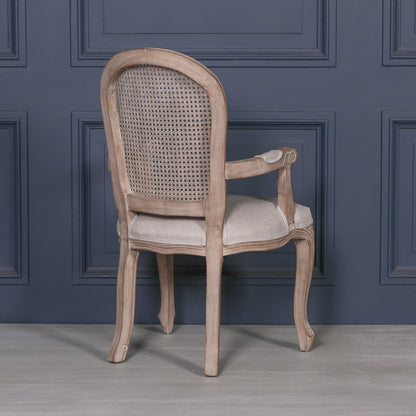 [Set of 2] Maison Reproductions Wooden Carver Louis Upholstered Dining Arm Chair - WDC188