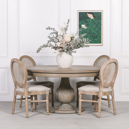 Maison Reproductions Rustic Washed 150cm Round Acorn Dining Table - WDT020