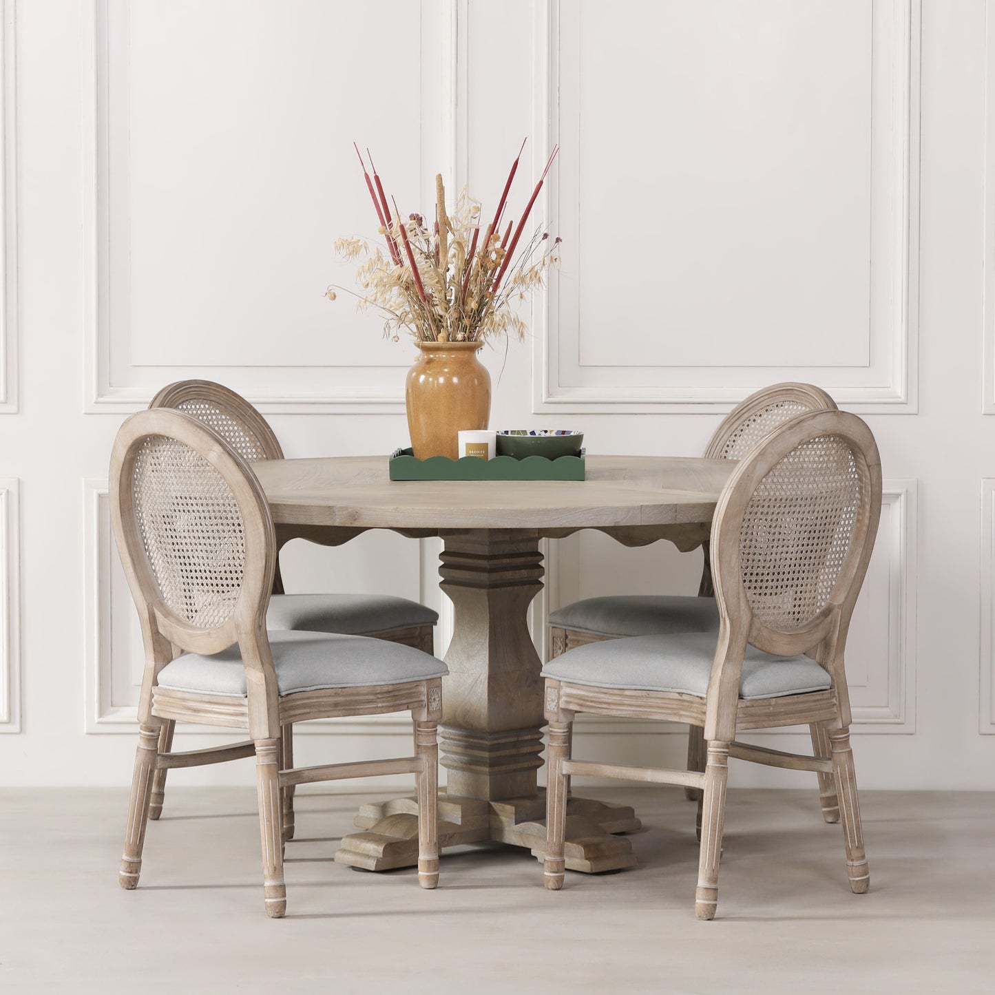 Maison Reproductions Rustic Wooden Round Pedestal Dining Table - WFA62