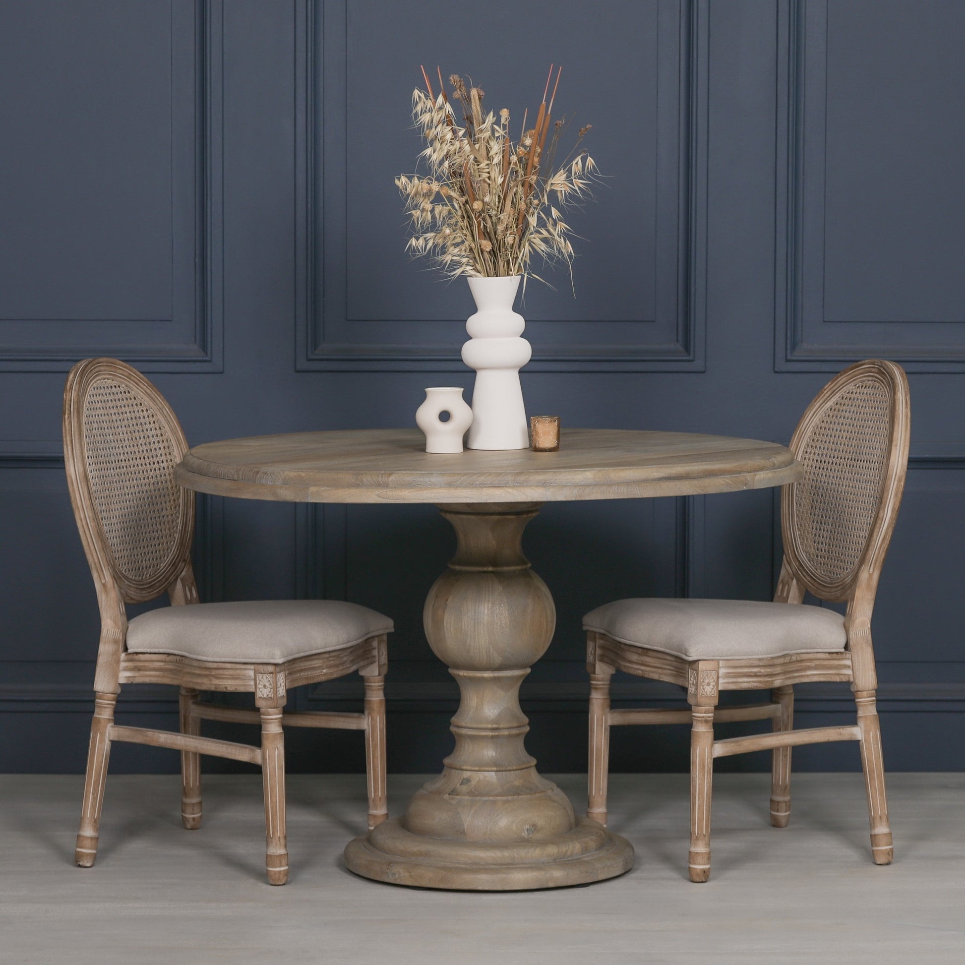 Maison Reproductions Rustic Wooden Round Dining Table 120cm - WFA63 - White Bear Furnishings