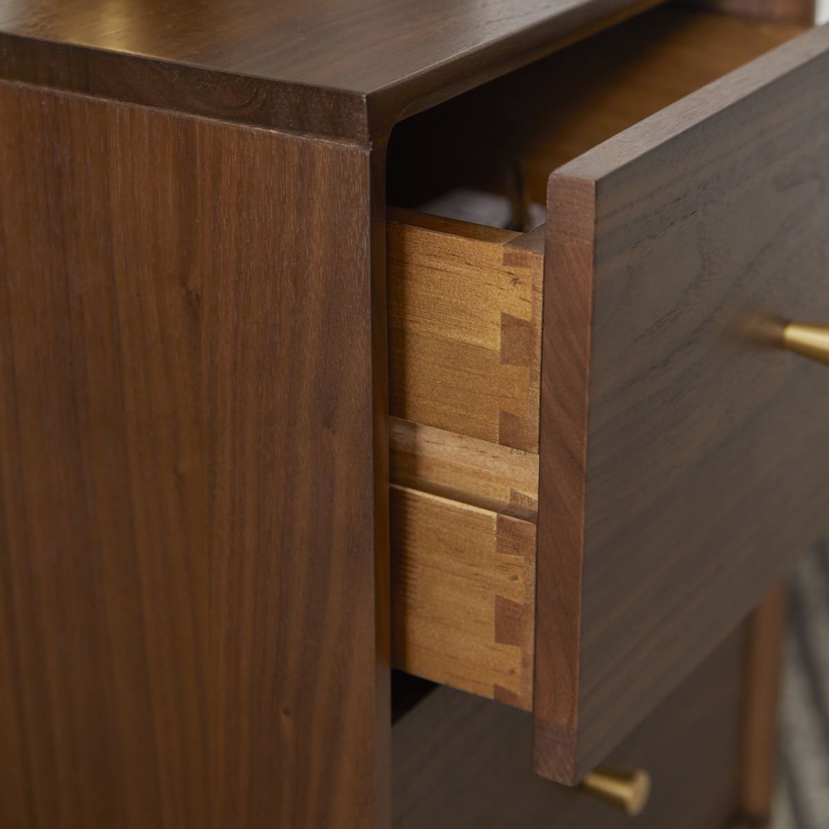 Fishe & Lilly Wright Narrow Walnut Bedside Table