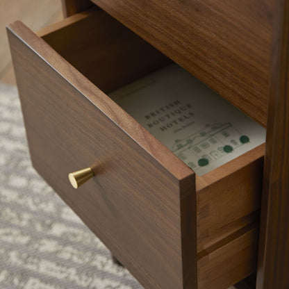 Fishe & Lilly Wright Narrow Walnut Bedside Table