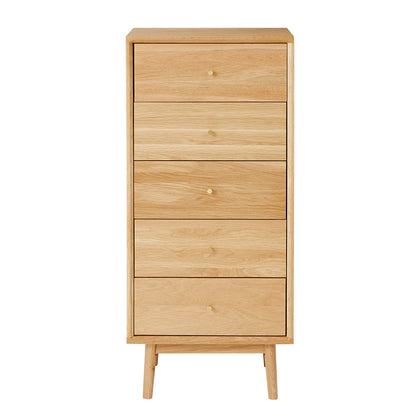 Fishe & Lilly Wright Oak Tallboy Chest of 5 Drawers