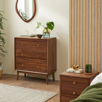 Fishe & Lilly Wright Walnut Chest of 3 Drawers