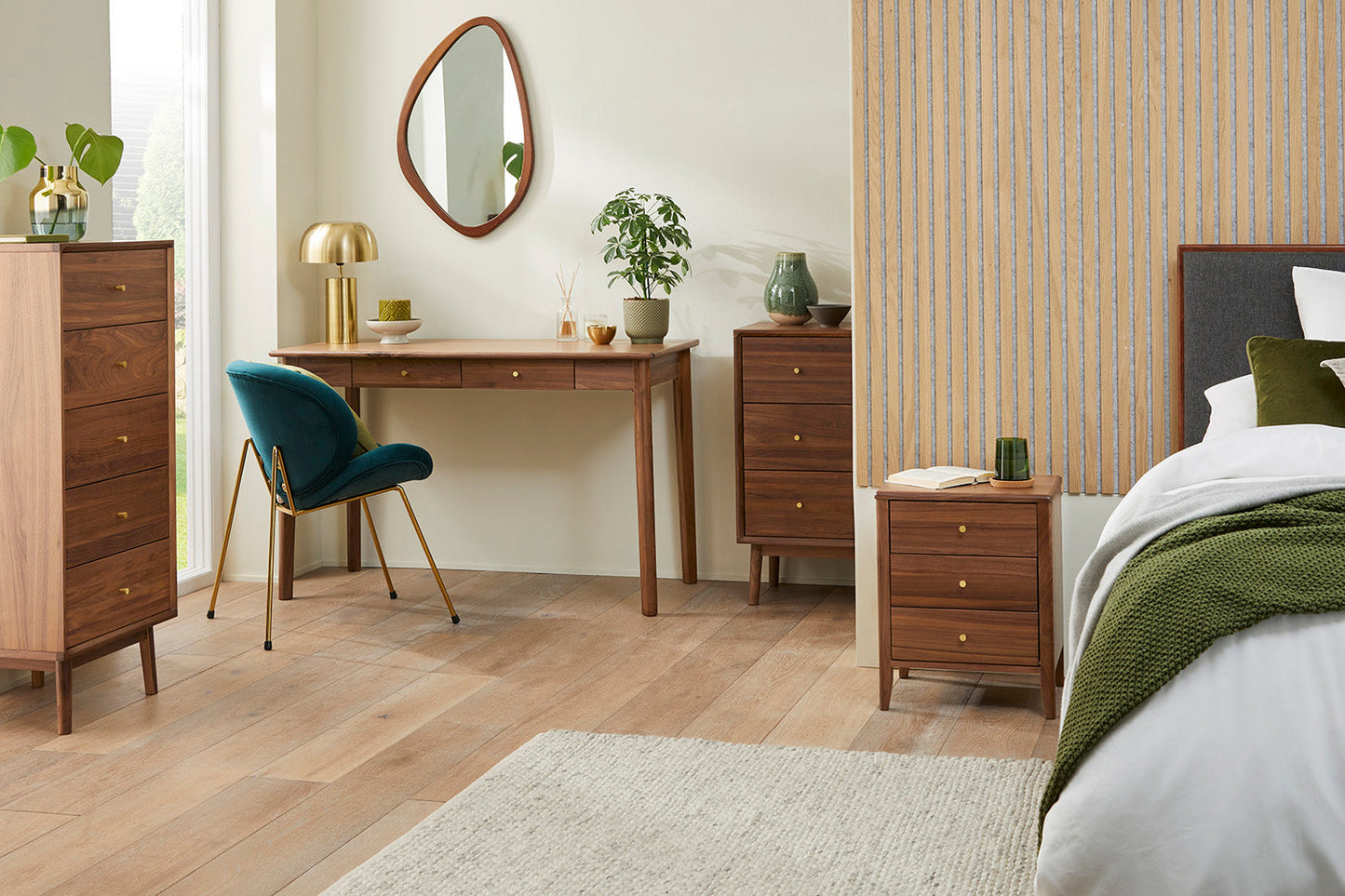 Fishe & Lilly Wright Walnut Desk and Dressing Table