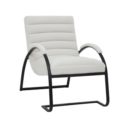 Ergonomic Bouclé Ribbed Ark Armchair - 23084