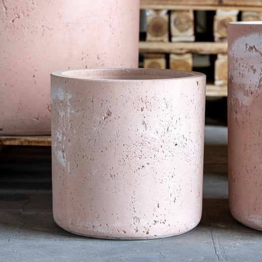 Aurella | Blushstone – 30cm Medium Concrete Cylinder Planter – 13L Round Plant Pot