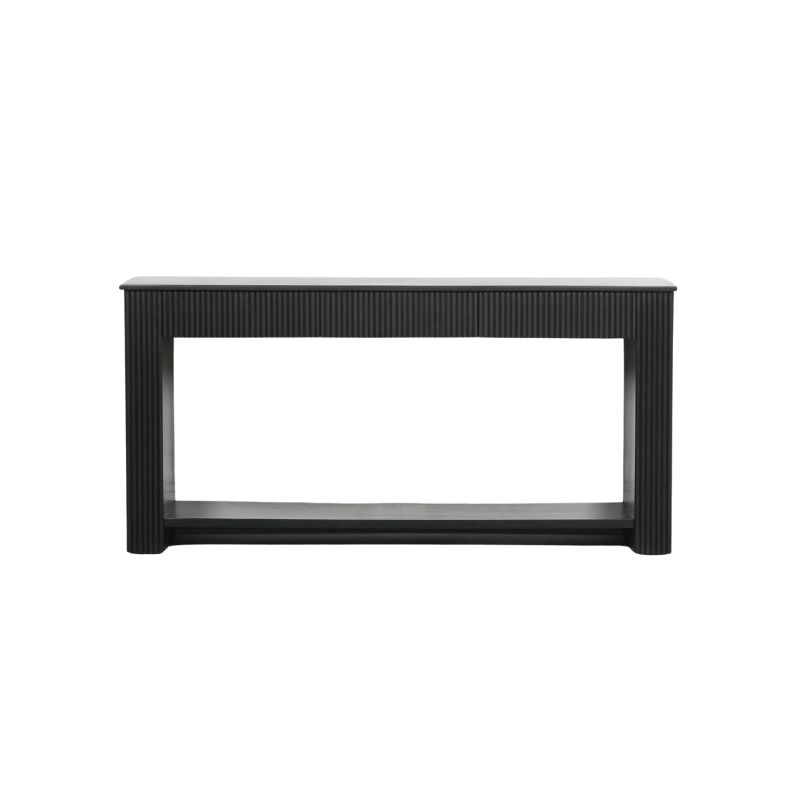 Handcrafted Black Painted Acacia Fluted Console Table – GMF502 - White Bear Furnishings