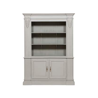 Handcrafted Large Grey Mahogany Open Bookcase with Corbel Detailing - GPF02