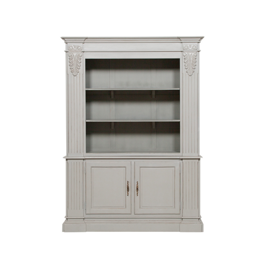 Handcrafted Large Grey Mahogany Open Bookcase with Corbel Detailing - GPF02
