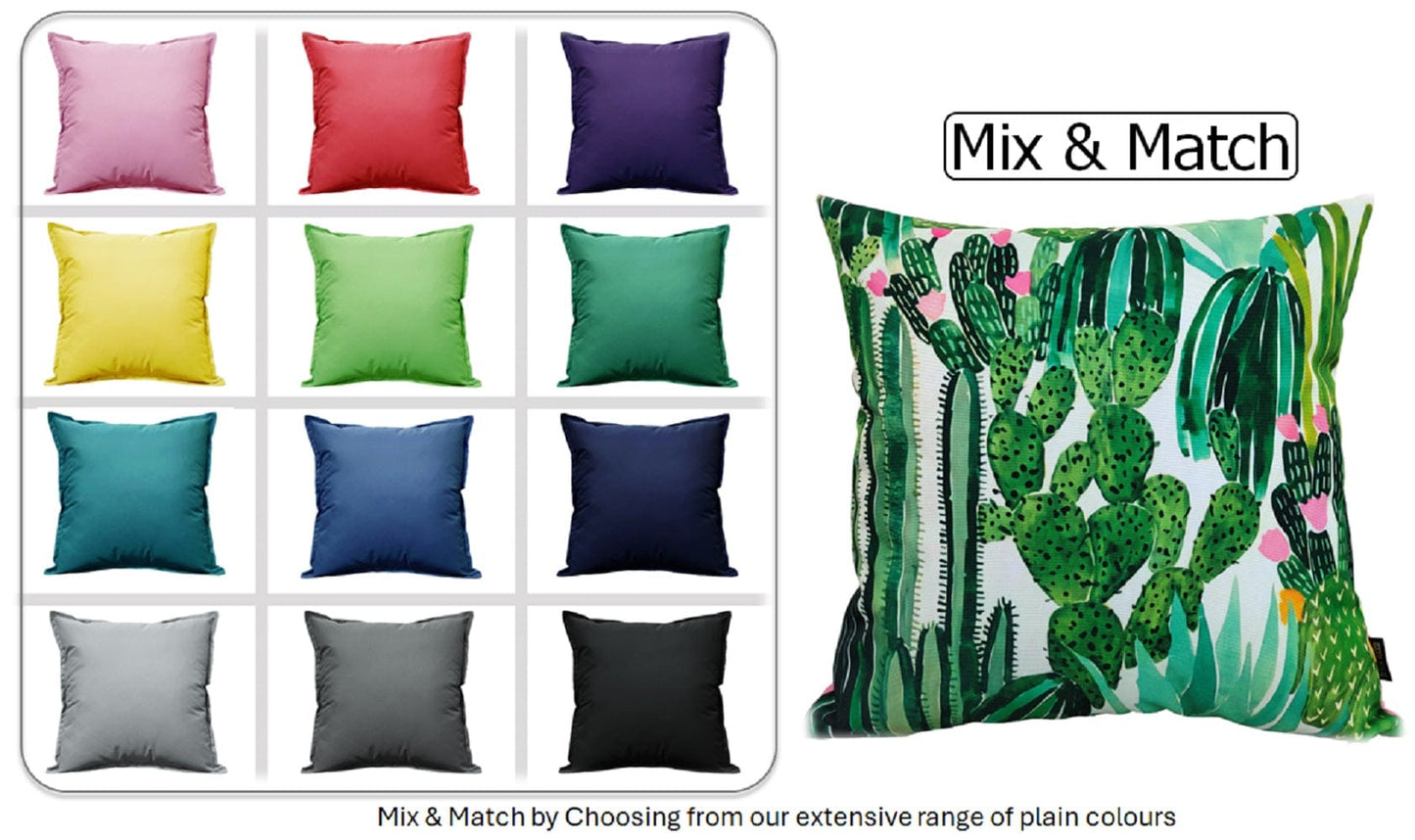 Cactus Waterproof Outdoor Cushions 43 x 43 cm Weather-Resistant Polyester for Patio Garden Bench Sofa Indoor Living Room Durable Stylish by OLIVIA ROCCO - White Bear Furnishings