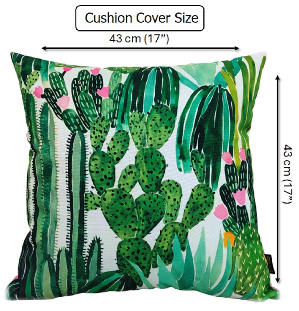 Cactus Waterproof Outdoor Cushions 43 x 43 cm Weather-Resistant Polyester for Patio Garden Bench Sofa Indoor Living Room Durable Stylish by OLIVIA ROCCO - White Bear Furnishings