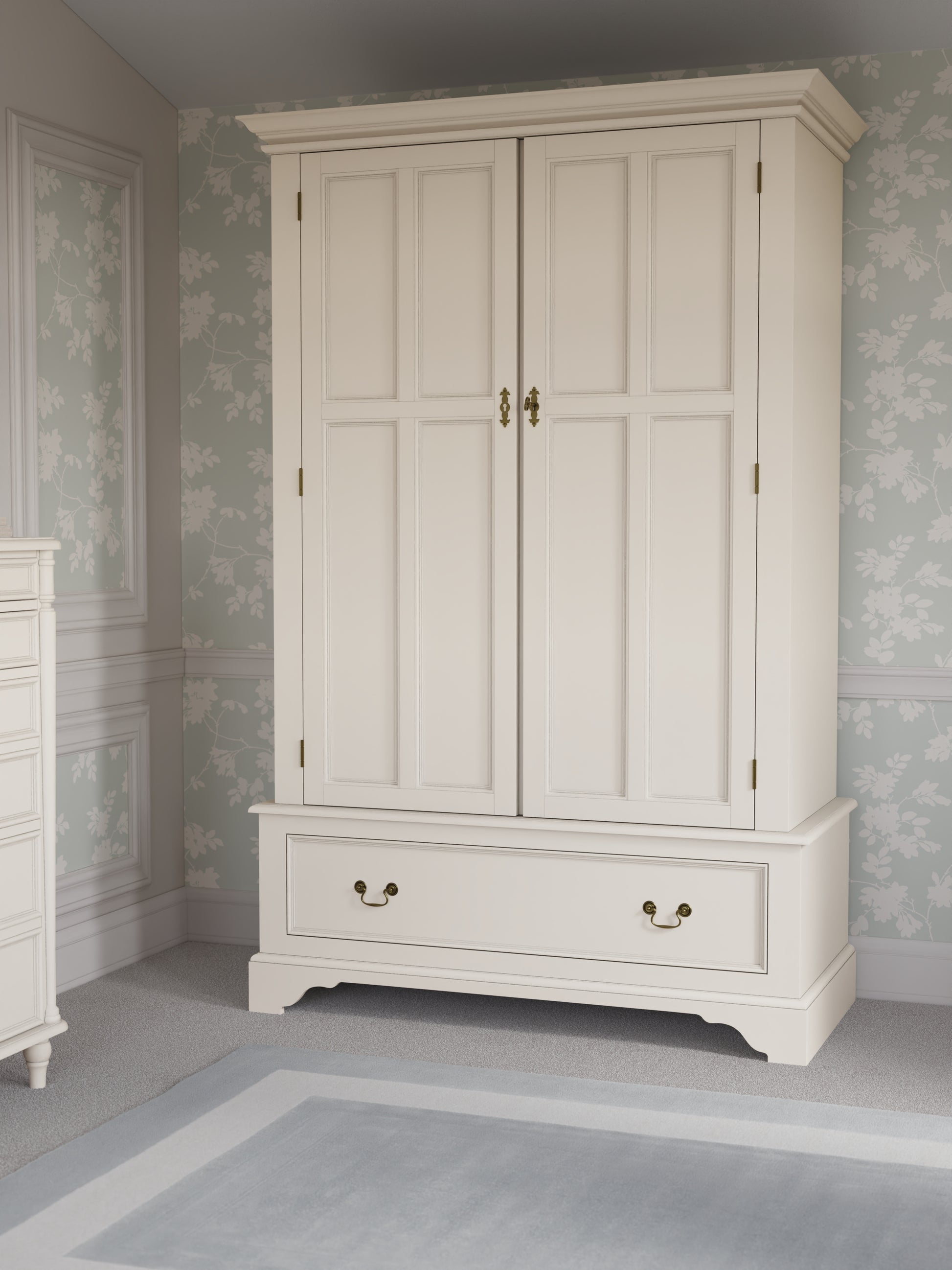 Laura Ashley Clifton 2 Door 1 Drawer Wardrobe in Ivory - 3563929 - White Bear Furnishings