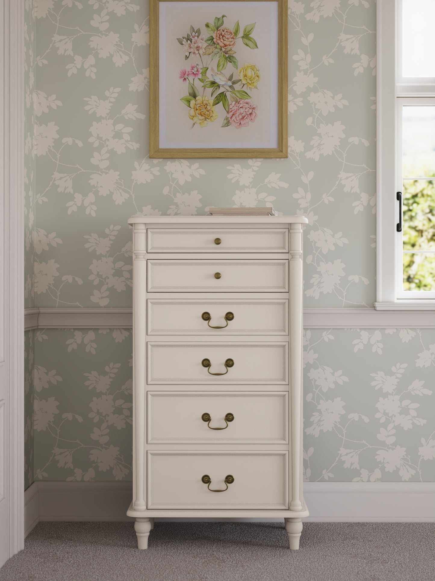 Laura Ashley Clifton 6 Drawer Tall Chest in Ivory - 3563889 - White Bear Furnishings