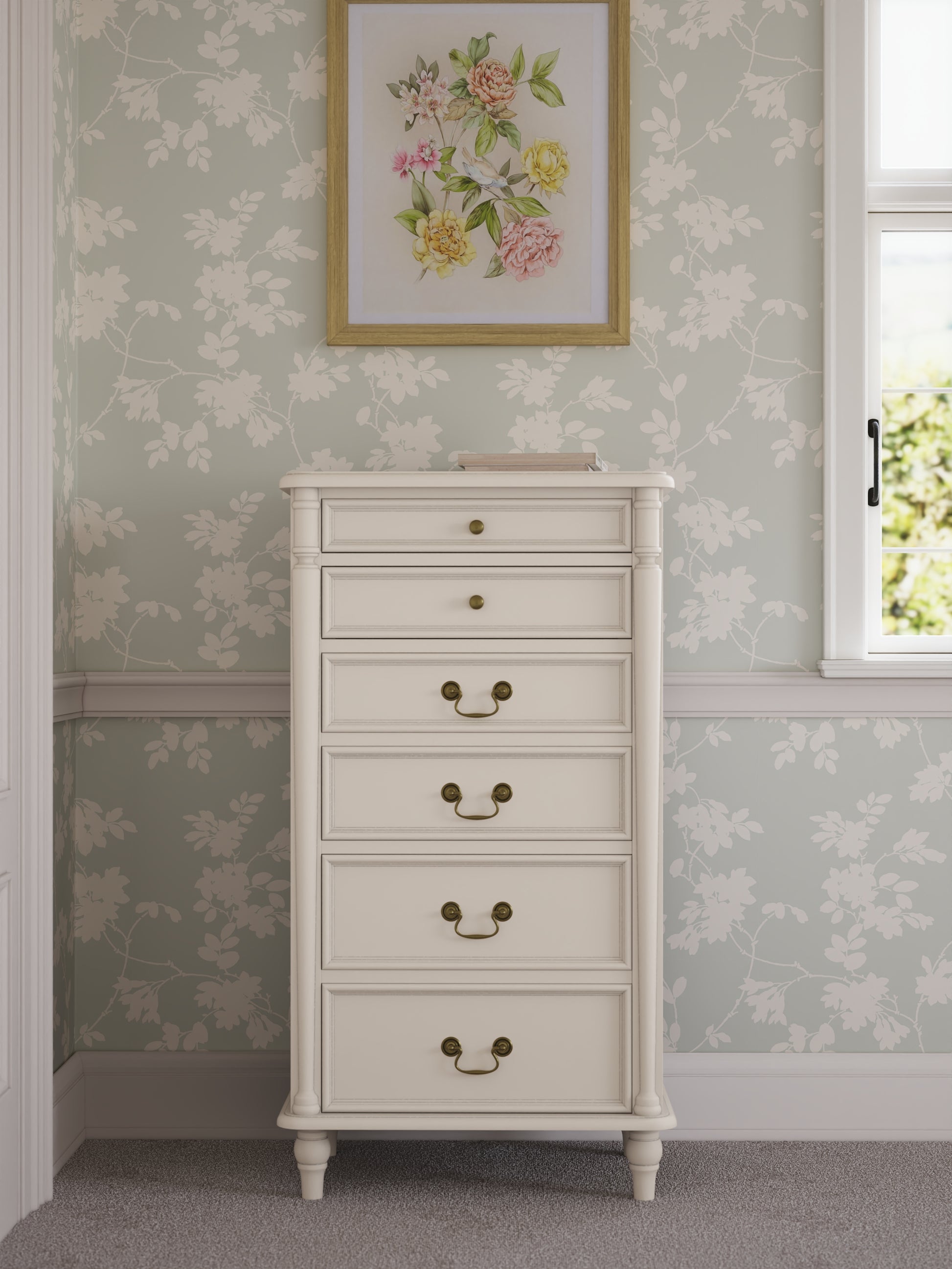 Laura Ashley Clifton 6 Drawer Tall Chest in Ivory - 3563889 - White Bear Furnishings