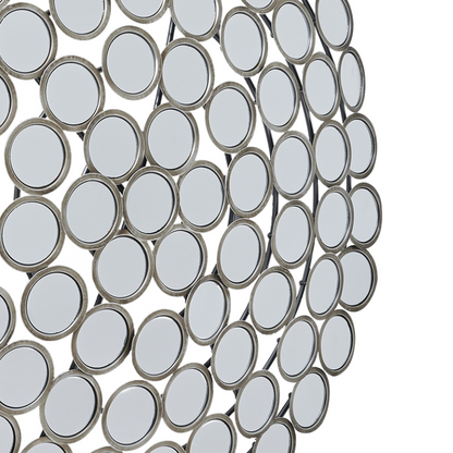 Large Round Convex Antiqued Silver Multi Mirror - 22134