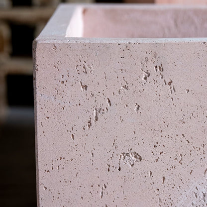 Cubrosa | Blushstone – 40cm Large Square Concrete Planter – 38L Cube Plant Pot