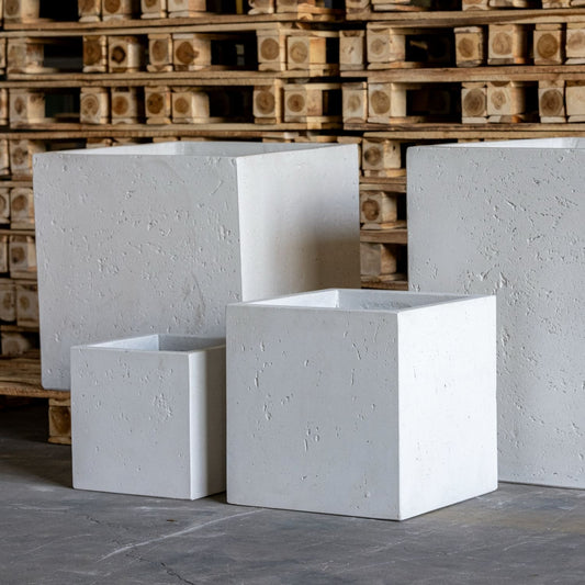Cubrosa | White Mist – 70cm Large Concrete Square Planter – 246L Square Plant Pot