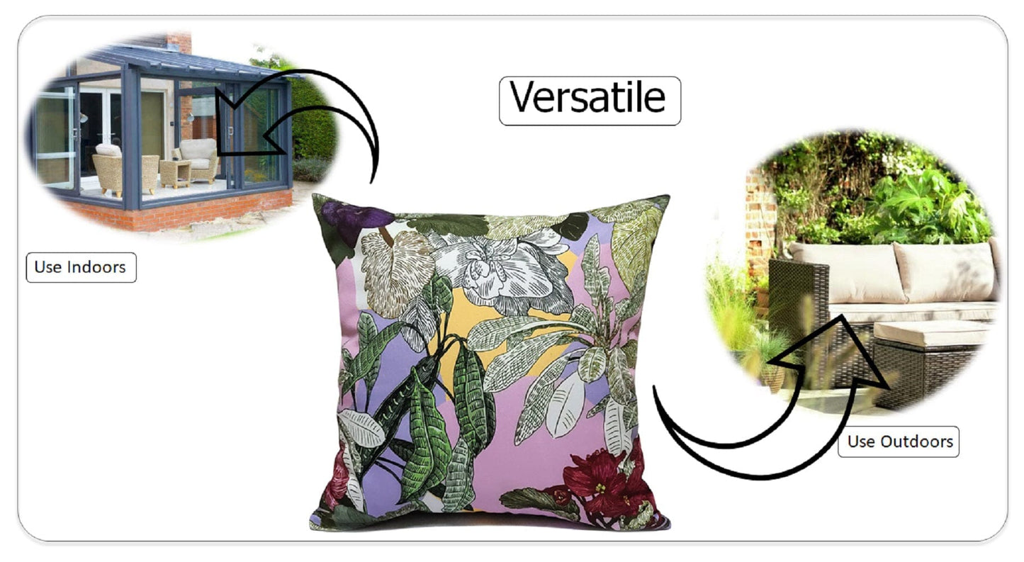 Dhalia Lilac Outdoor Waterproof Cushions Stylish Durable 17x17 Inch Polyester for Patio Garden Indoor Use by OLIVIA ROCCO - White Bear Furnishings