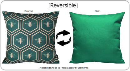 Emerald Bees Weather-Resistant Waterproof Outdoor Cushions for Patio Garden Sofa or Indoor Seating by OLIVIA ROCCO - White Bear Furnishings