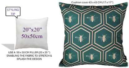 Emerald Bees Weather-Resistant Waterproof Outdoor Cushions for Patio Garden Sofa or Indoor Seating by OLIVIA ROCCO - White Bear Furnishings