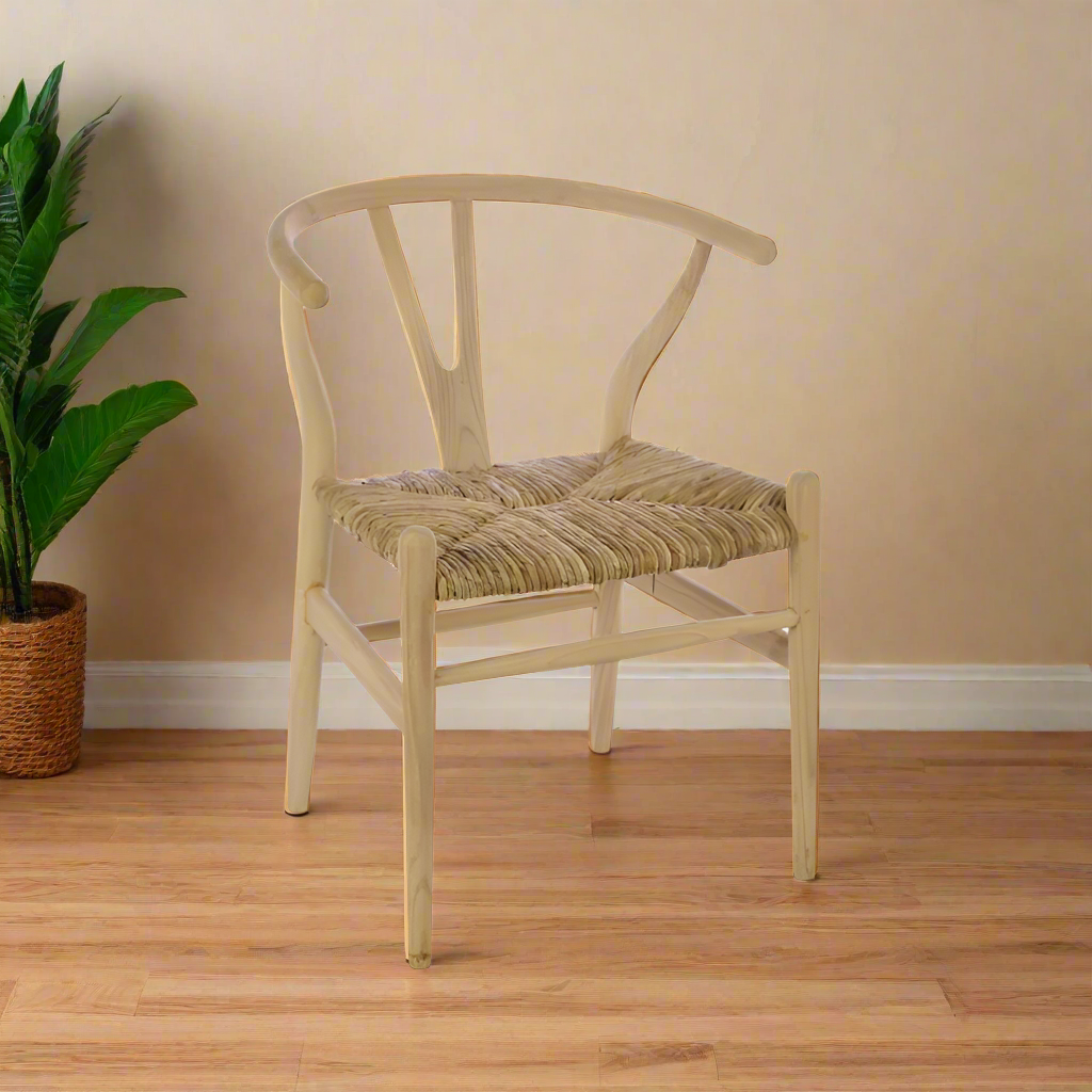 [SET OF 2] Ancient Mariner Shoreditch Rush Seat Wishbone Dining Chairs